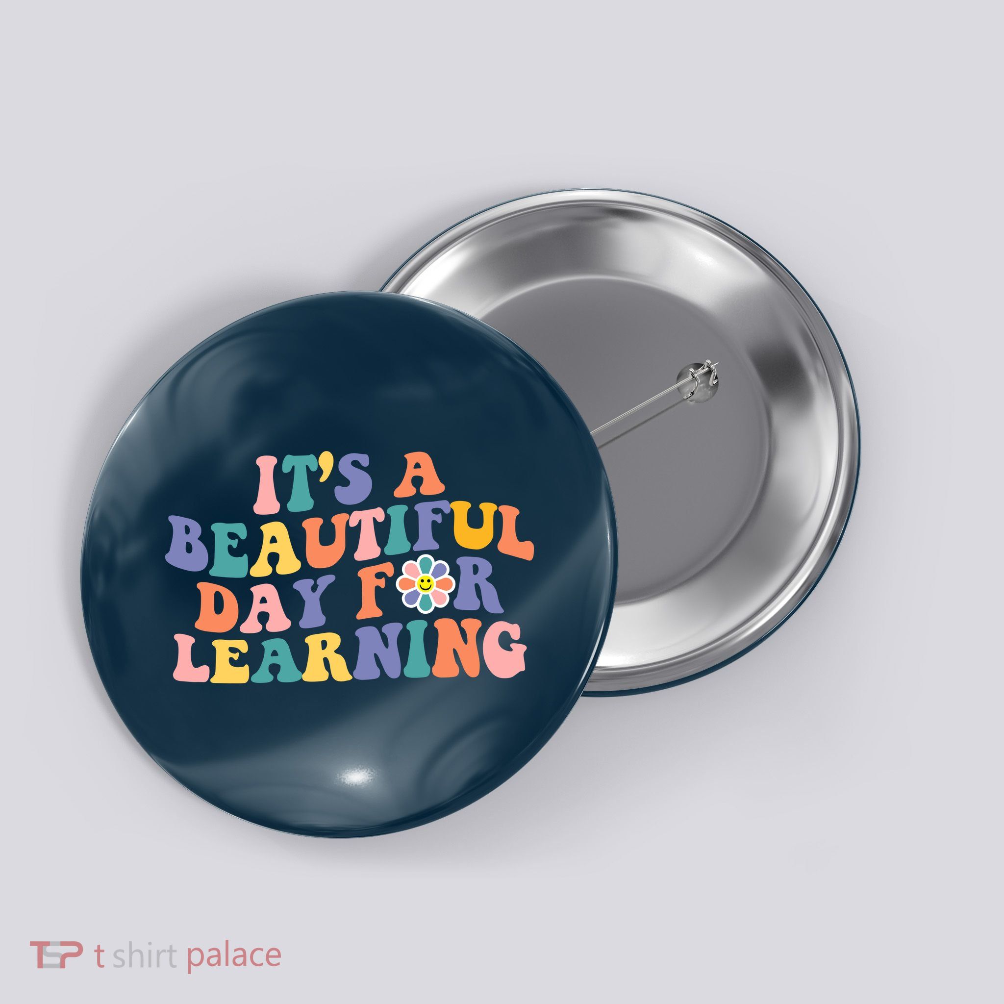 It's A Beautiful Day For Learning Back To School Retro Button