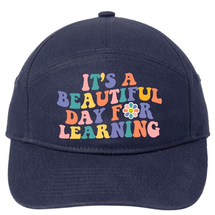It's A Beautiful Day For Learning Back To School Retro 7-Panel Snapback Hat