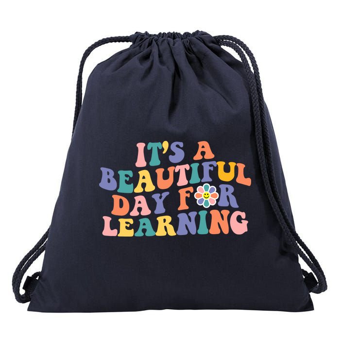It's A Beautiful Day For Learning Back To School Retro Drawstring Bag