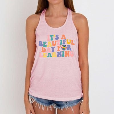 It's A Beautiful Day For Learning Back To School Retro Women's Knotted Racerback Tank