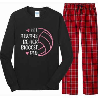 I'll Always Be Her Biggest Fan Volleyball Mom Volleyball Dad Cute Gift Long Sleeve Pajama Set