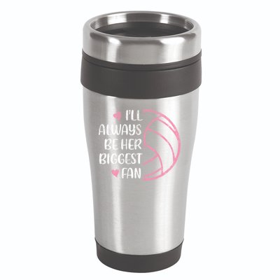 I'll Always Be Her Biggest Fan Volleyball Mom Volleyball Dad Cute Gift 16oz Travel Tumbler