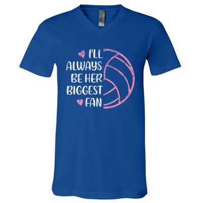 I'll Always Be Her Biggest Fan Volleyball Mom Volleyball Dad Cute Gift V-Neck T-Shirt