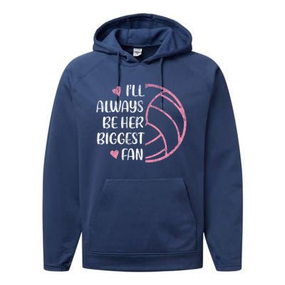 I'll Always Be Her Biggest Fan Volleyball Mom Volleyball Dad Cute Gift Performance Fleece Hoodie