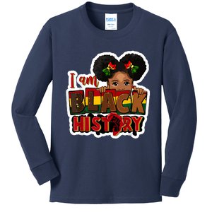 I Am Black History Juneteenth Black Melanin Kids Long Sleeve Shirt