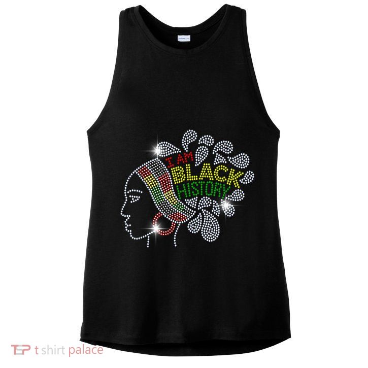 I Am Black History Month Woman Black Girl Magic Bling Ladies PosiCharge Tri-Blend Wicking Tank