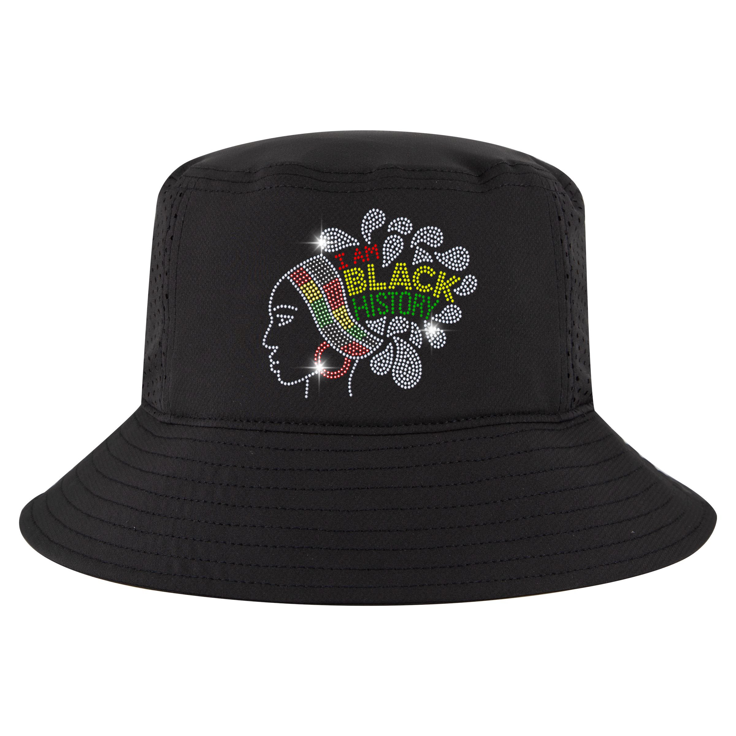 I Am Black History Month Woman Black Girl Magic Bling Cool Comfort Performance Bucket Hat