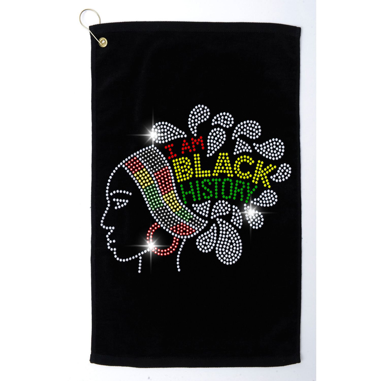 I Am Black History Month Woman Black Girl Magic Bling Golf Towel