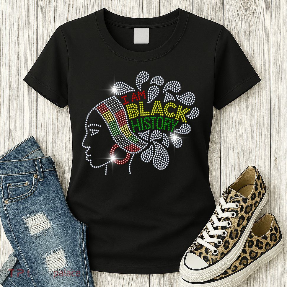 I Am Black History Month Woman Black Girl Magic Bling Womens T-Shirt