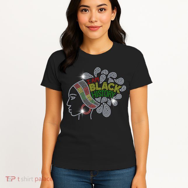 I Am Black History Month Woman Black Girl Magic Bling Womens T-Shirt