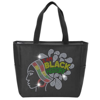 I Am Black History Month Woman Black Girl Magic Bling Zip Tote Bag