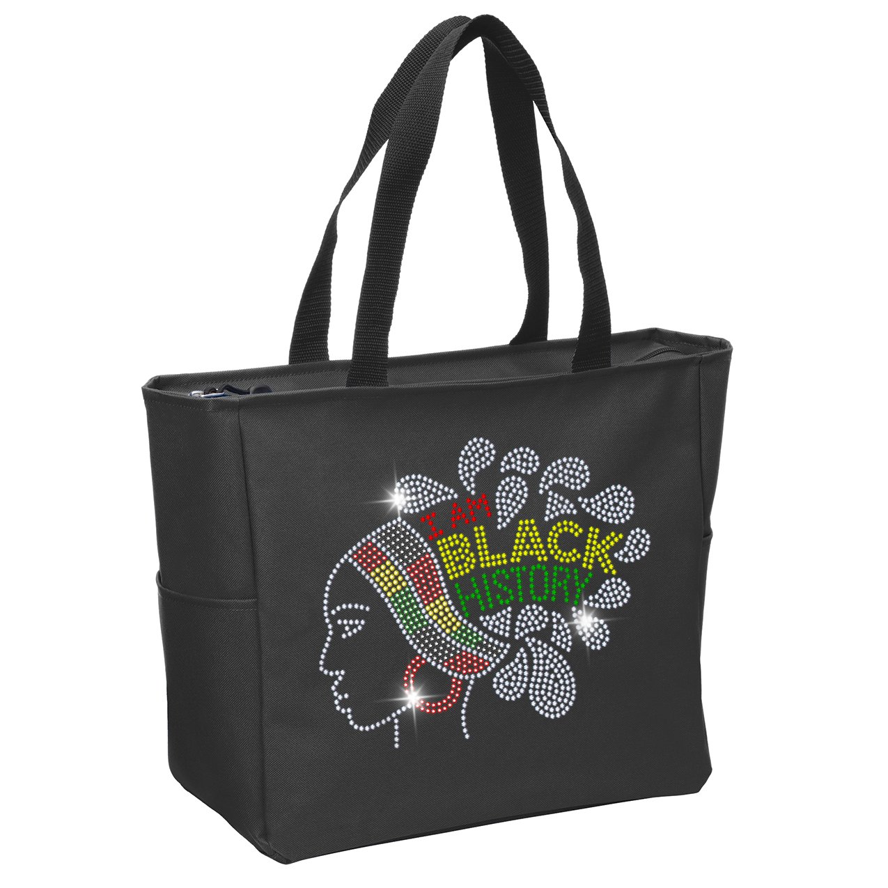 I Am Black History Month Woman Black Girl Magic Bling Zip Tote Bag