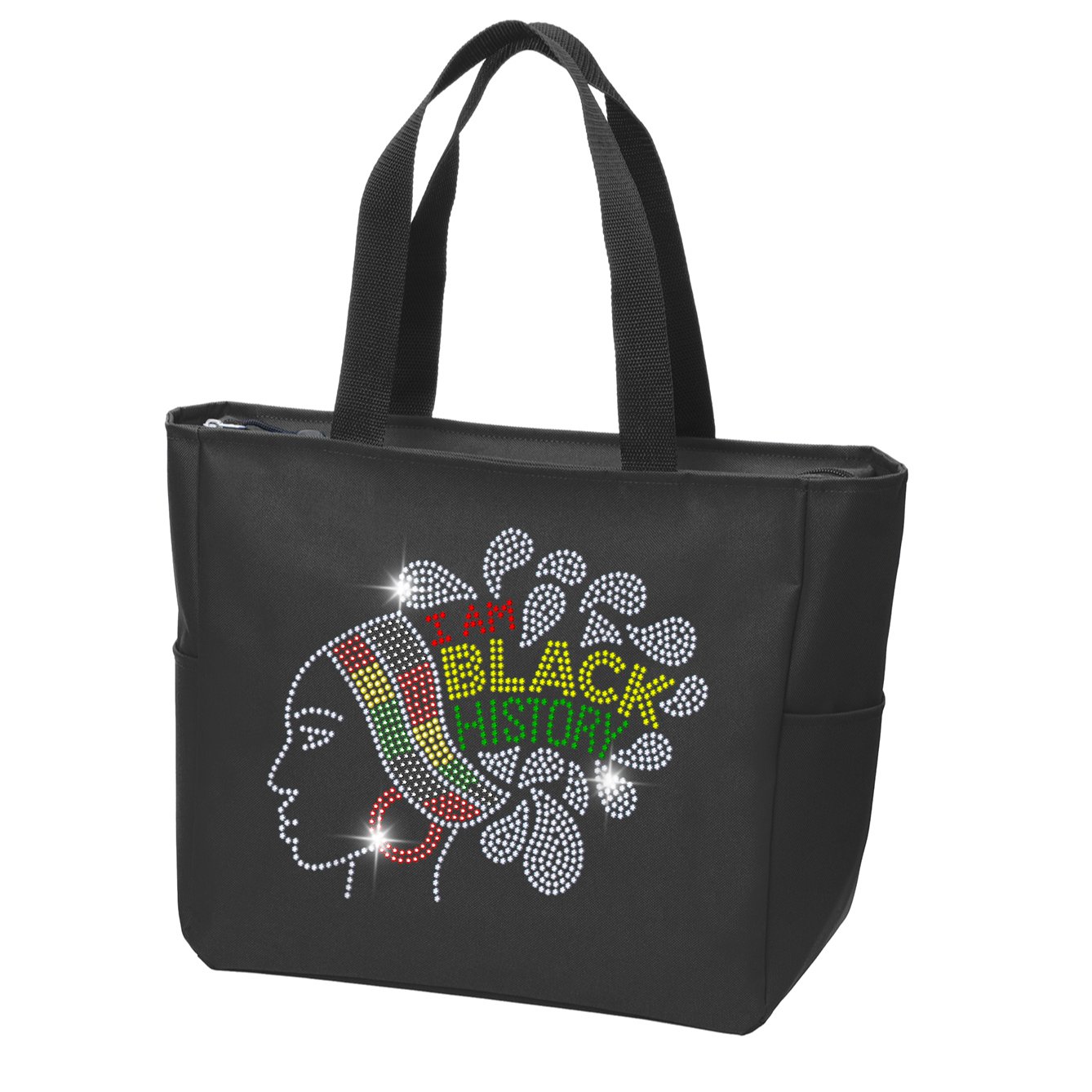 I Am Black History Month Woman Black Girl Magic Bling Zip Tote Bag