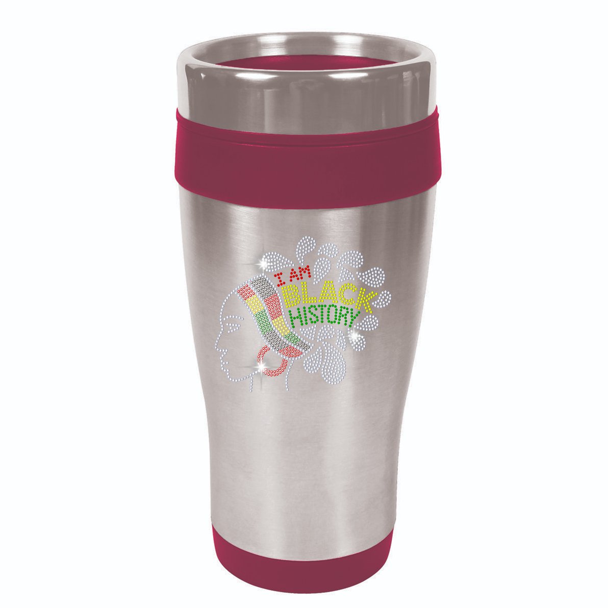 I Am Black History Month Woman Black Girl Magic Bling 16oz Travel Tumbler