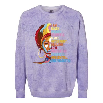 I Am Black Beautiful Magic Black History Month Great Gift Colorblast Crewneck Sweatshirt