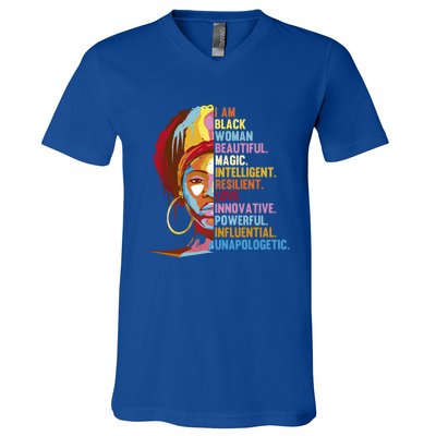 I Am Black Beautiful Magic Black History Month Great Gift V-Neck T-Shirt