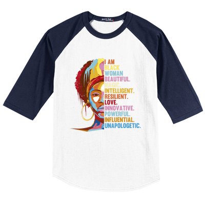 I Am Black Beautiful Magic Black History Month Great Gift Baseball Sleeve Shirt