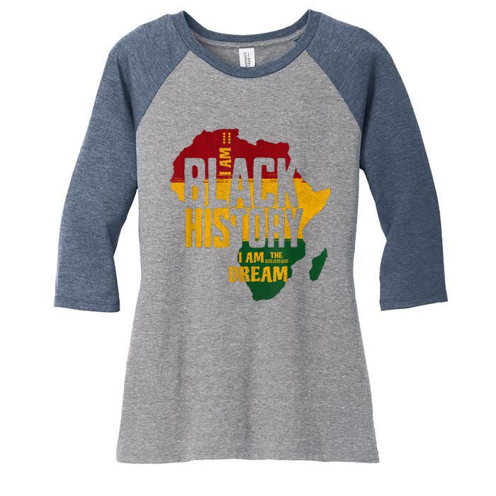 I Am Black History Month African American Women's Tri-Blend 3/4-Sleeve Raglan Shirt