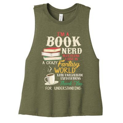 I'm A Book Nerd Gift Book Lover Gift Literature Funny Gift Women's Racerback Cropped Tank