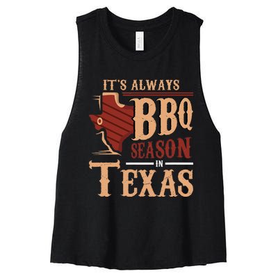 ItS Always Bbq Season In Texas Barbecue Women's Racerback Cropped Tank