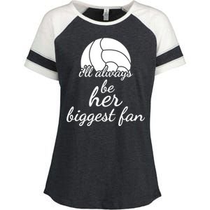 I'll Always Be Her Biggest Fan Gift Volleyball Mom Or Dad Gift Enza Ladies Jersey Colorblock Tee