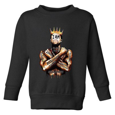 I Am Black Man King Powerful Dad Afro Melanin Black History Toddler Sweatshirt