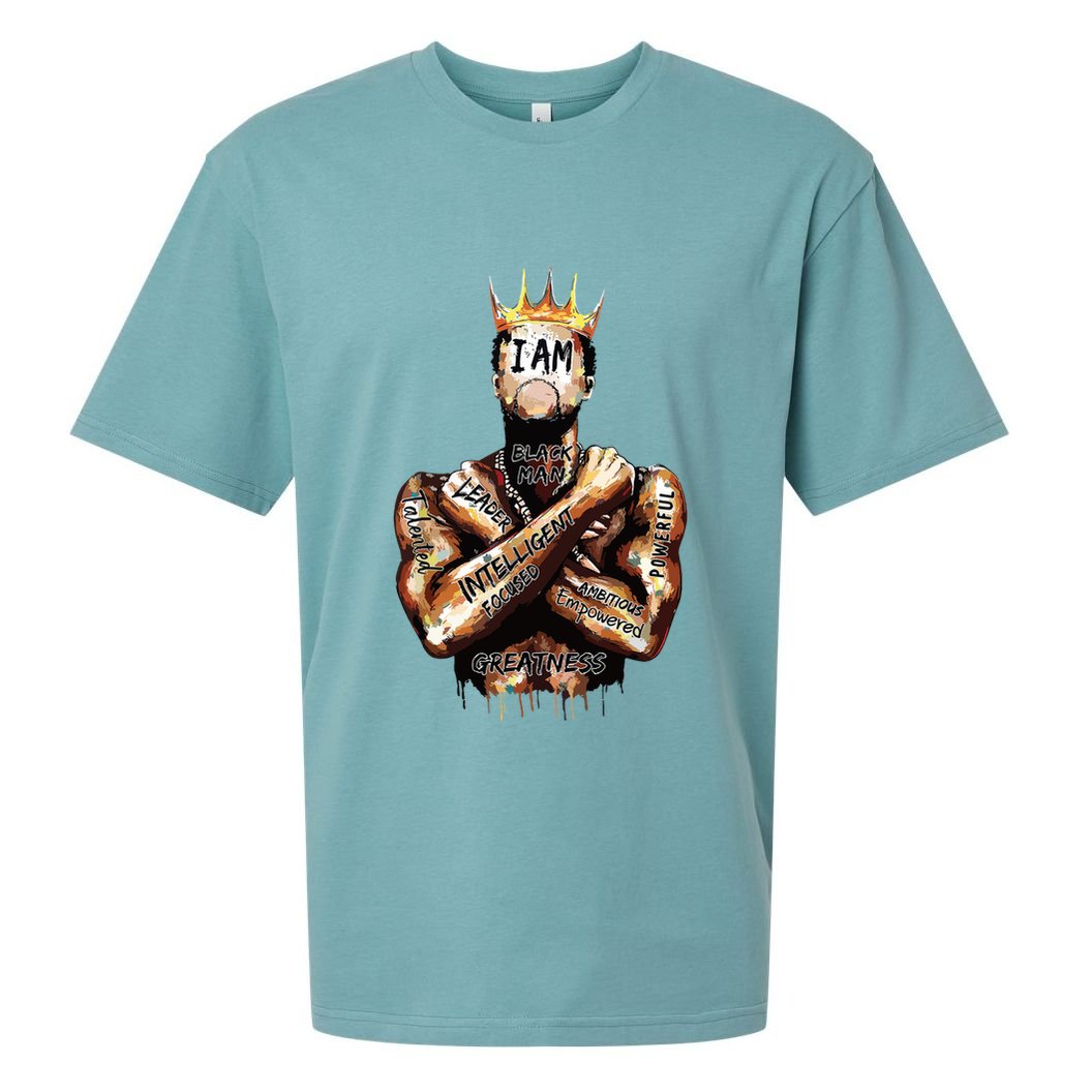 I Am Black Man King Powerful Dad Afro Melanin Black History Sueded Cloud Jersey T-Shirt