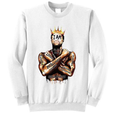 I Am Black Man King Powerful Dad Afro Melanin Black History Sweatshirt