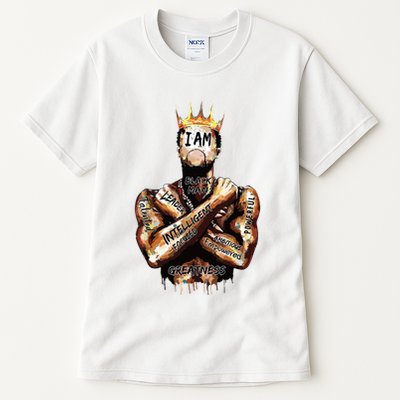 I Am Black Man King Powerful Dad Afro Melanin Black History Tall T-Shirt