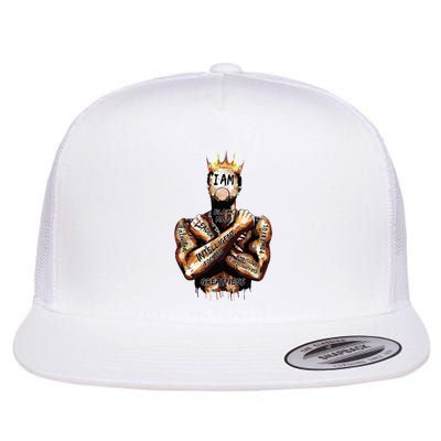 I Am Black Man King Powerful Dad Afro Melanin Black History Flatbill Hat