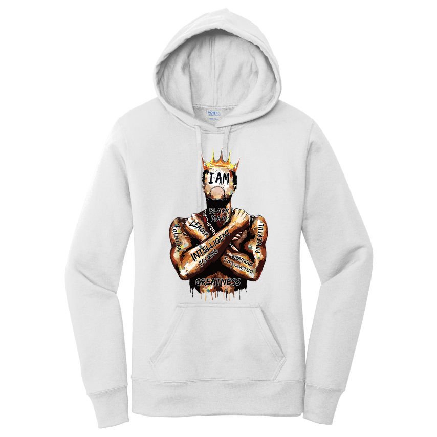 I Am Black Man King Powerful Dad Afro Melanin Black History Women's Pullover Hoodie