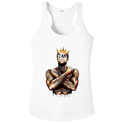 I Am Black Man King Powerful Dad Afro Melanin Black History Ladies PosiCharge Competitor Racerback Tank