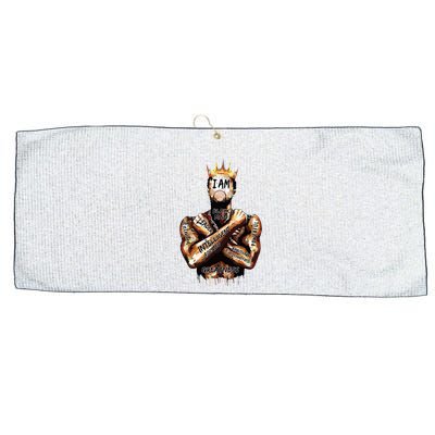 I Am Black Man King Powerful Dad Afro Melanin Black History Large Microfiber Waffle Golf Towel