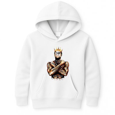 I Am Black Man King Powerful Dad Afro Melanin Black History Kids Hoodie