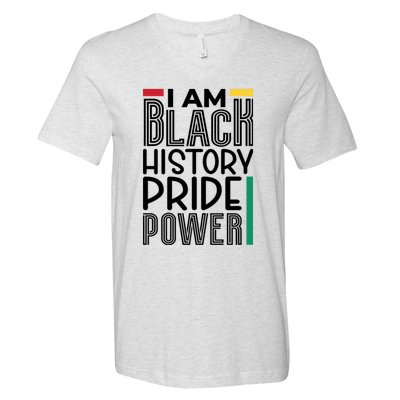 I Am Black History Pride Power Freedom V-Neck T-Shirt