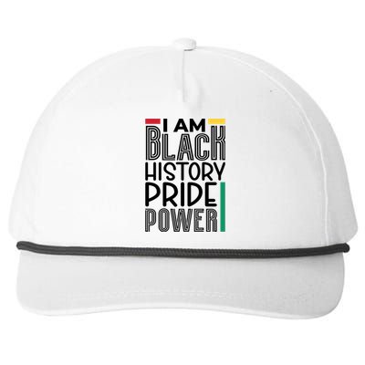 I Am Black History Pride Power Freedom Snapback Five-Panel Rope Hat