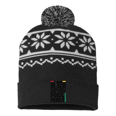 I Am Black History Pride Power Freedom USA-Made Snowflake Beanie