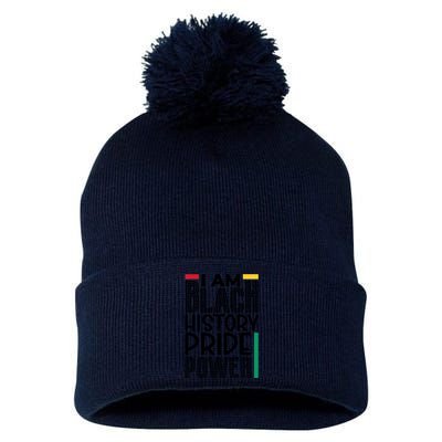 I Am Black History Pride Power Freedom Pom Pom 12in Knit Beanie