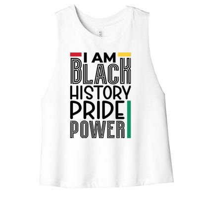 I Am Black History Pride Power Freedom Women's Racerback Cropped Tank