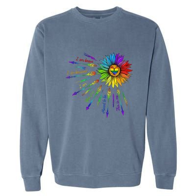 I Am Brave Im Bruised I Am Who Im Meant To Be Lgbt Flowers Cute Gift Garment-Dyed Sweatshirt