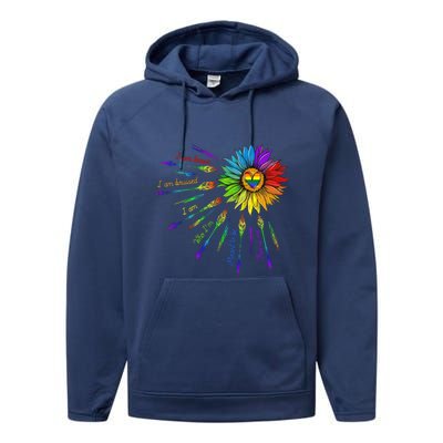 I Am Brave Im Bruised I Am Who Im Meant To Be Lgbt Flowers Cute Gift Performance Fleece Hoodie