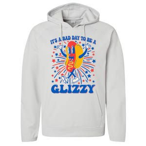 It’S A Bad Day To Be A Glizzy 4th Of July Hotdog Performance Fleece Hoodie