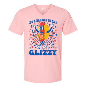 It’S A Bad Day To Be A Glizzy 4th Of July Hotdog V-Neck T-Shirt