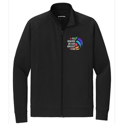 I'll Always Be Her Biggest Fan Volleyball Mom Volleyball Dad Gift Stretch Full-Zip Cadet Jacket