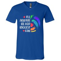 I'll Always Be Her Biggest Fan Volleyball Mom Volleyball Dad Gift V-Neck T-Shirt