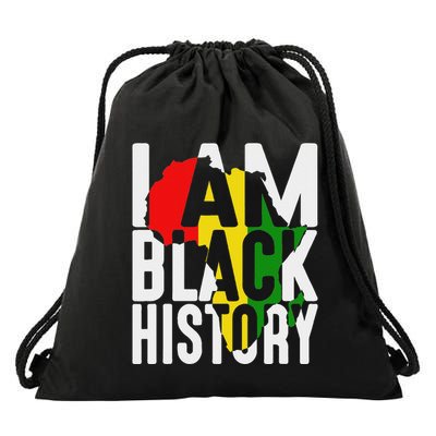 I Am Black History With Map Of Africa Black Empowerment Drawstring Bag