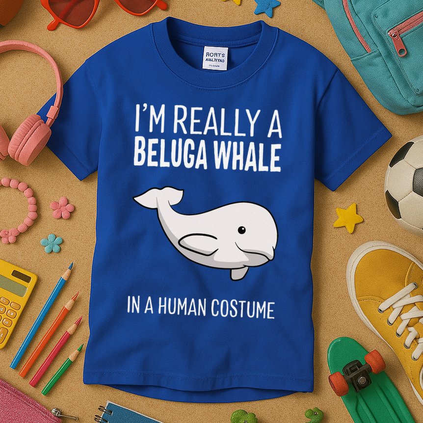 Im A Beluga Whale In A Human Costume Halloween Gift Cute Kids T-Shirt
