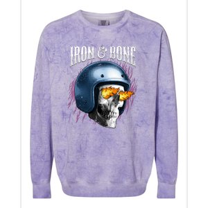 Iron And Bone Skull Biker Flame Colorblast Crewneck Sweatshirt