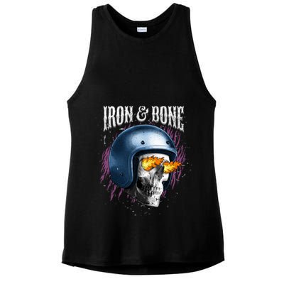 Iron And Bone Skull Biker Flame Ladies PosiCharge Tri-Blend Wicking Tank