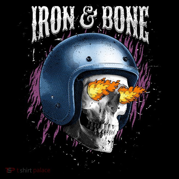 Iron And Bone Skull Biker Flame Drawstring Bag
